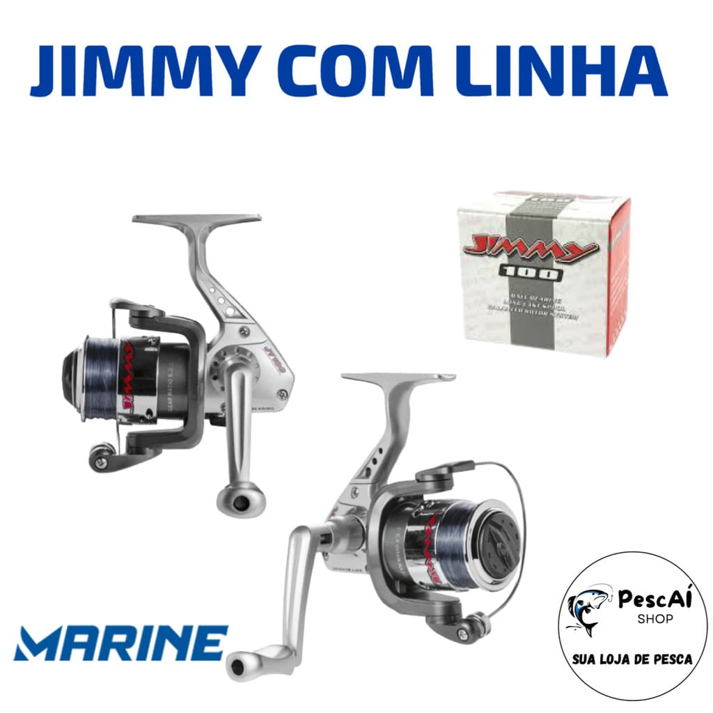 Molinete Jimmy Com Linha - Marine Sports - Ultra Light - 1 Rolamento - 5.2:1 - Drag 3 Kg - 189 g