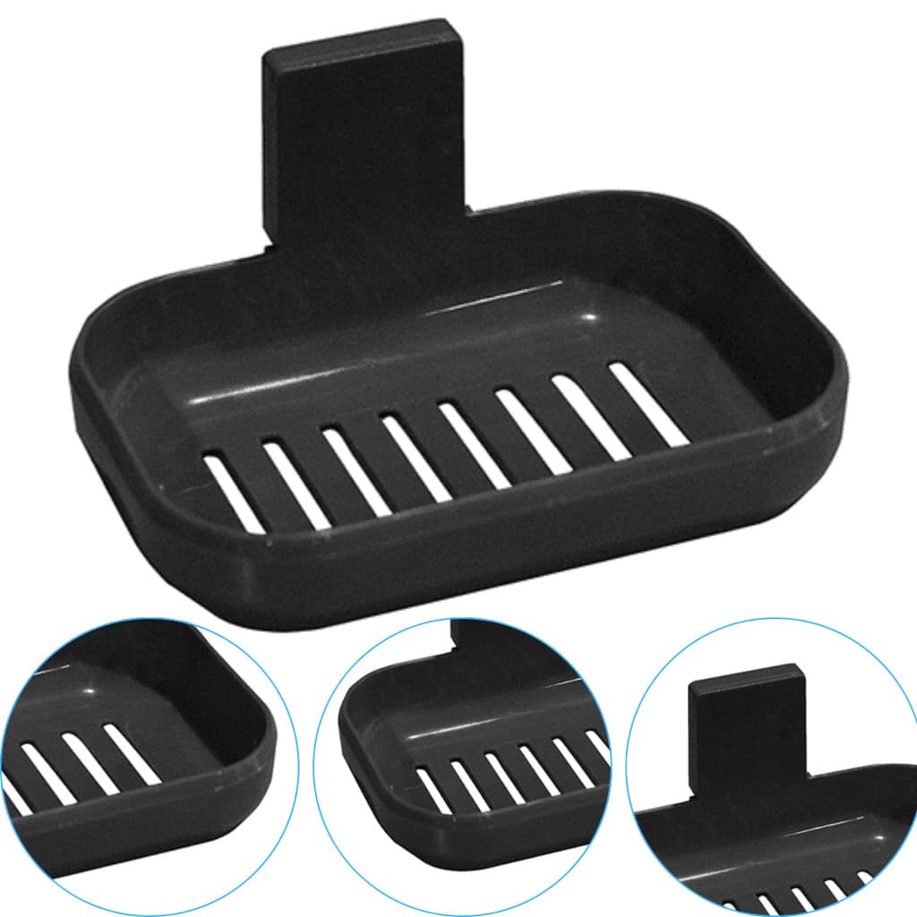 Kit 3 Saboneteira Com Suporte de fixação Adesivo Para Parede Preto Arqplast