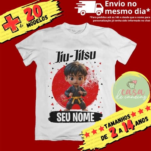 Camiseta Infantil Unissex Jiu-Jitsu Personalizada com Nome (opcional)