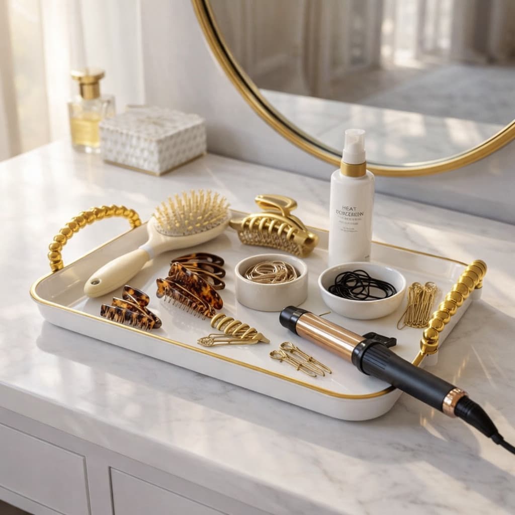 Bandejas Decorativa Retangular Luxo com Alça Dourada | Multiuso para Mesa, Café, Aparador e Lavabo Oferta