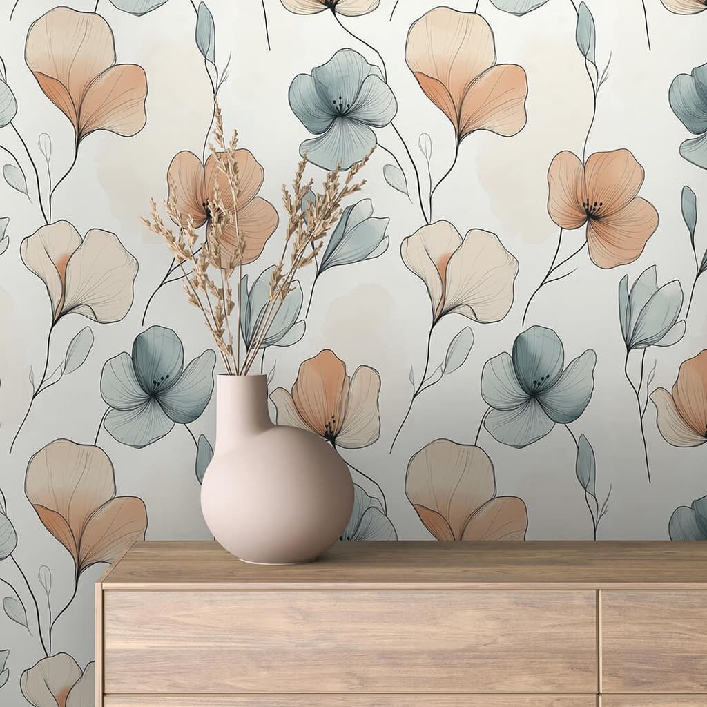 Papel Parede Floral Adesivo Coleção Florescer Clean Colorido