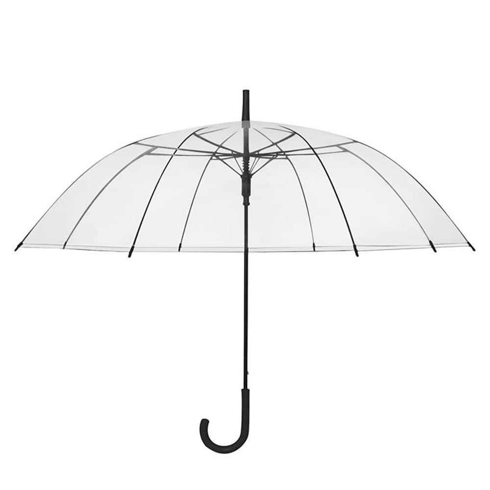 Guarda Chuva Transparente Cabo Preto: 8 Varetas Automático