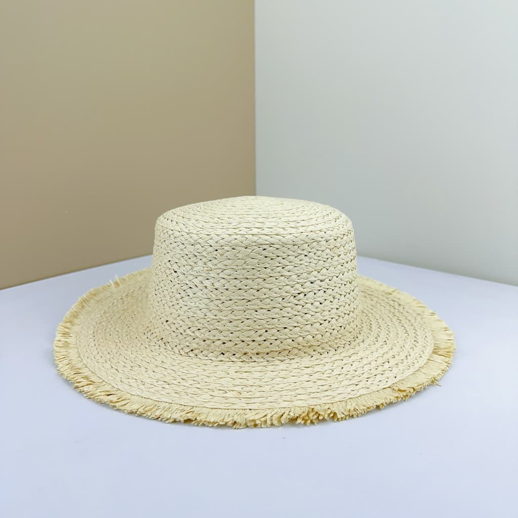 Chapéu de palha feminino de verão, novo estilo, chapéu de sol desgastado, versão coreana, chapéu de aba grande, à beira-