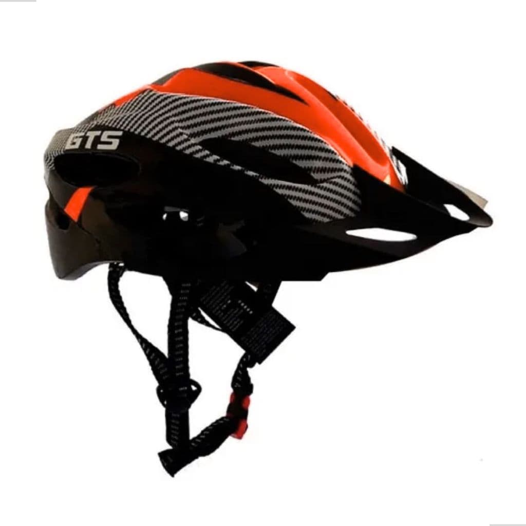 Capacete Gts mtb bike ciclismo Laranja com sinalizador led luz