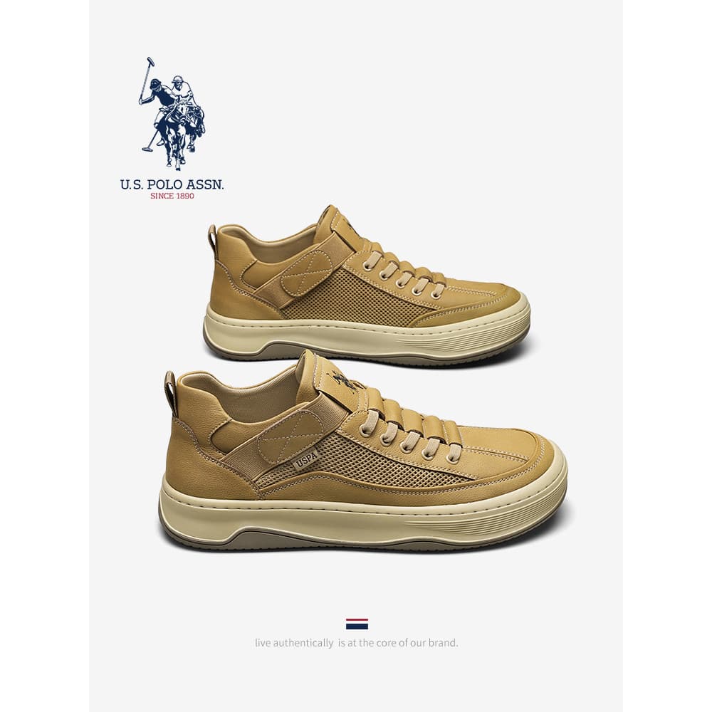 USPA American Polo Association Genuíno Outono Respirável Sapatos Masculinos Estilo Fino Refrescante Sapatos Casuais Masc