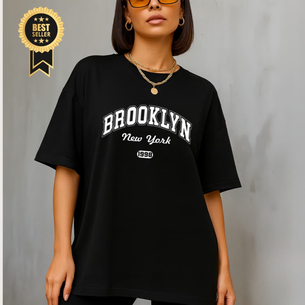 Camiseta Oversized Streetwear Blusa Feminina Brooklyn Algodão camisa