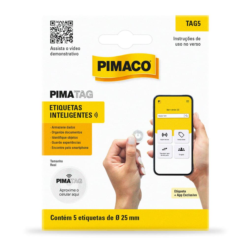 Etiqueta inteligente Pimatag NFC TAG5 com 5 unidades Pimaco