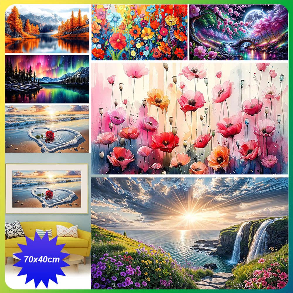 Pintura da arte do diamante 5D quadrado pintura artesanal 70x40 cm Casa Decoração Da Parede Pintura