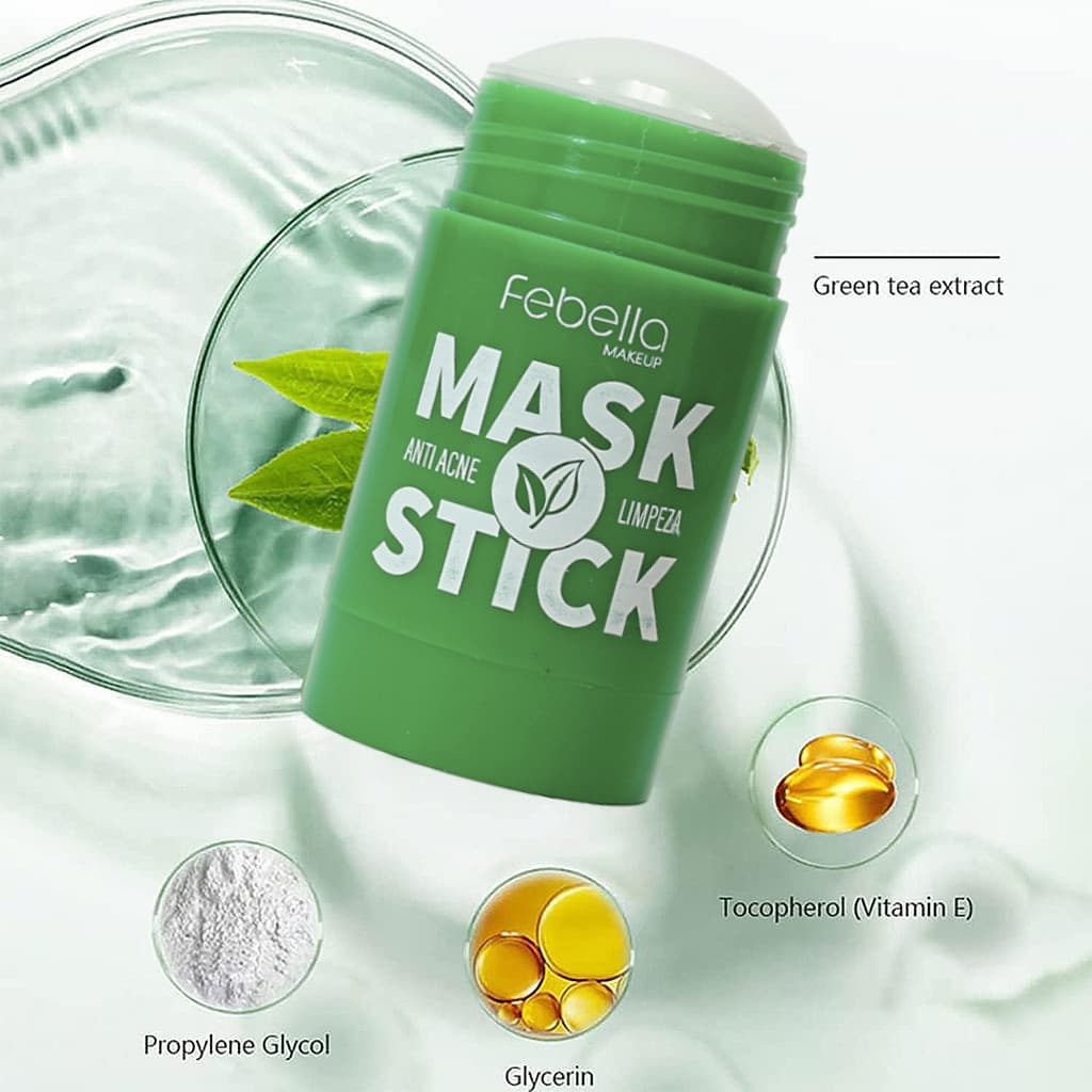 Máscara Chá Verde Remover de Cravos Anti-Acne Hidratante Beleza Pele Facial Clean Face Clareador Mask Stick FEBELLA On S