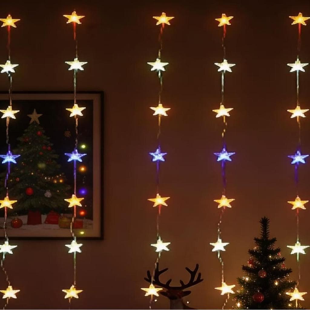 Cascata Cortina Estrelinha de Cristais Luz Multicolorido 3.5mts 110v Ideal Interno HKX