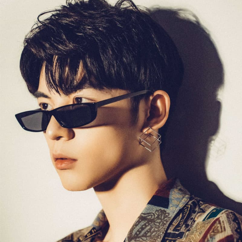 Armação grossa exclusiva na moda masculina e feminina, óculos de sol polarizados com armação preta, Hip Hop, pequeno, qu