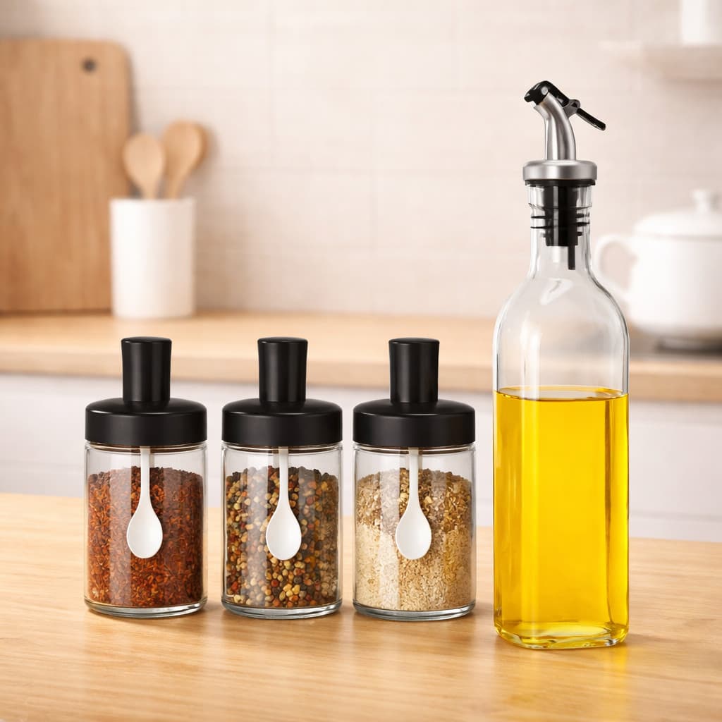 Kit Porta Condimentos Galheteiro 500ml Vidro Cozinha