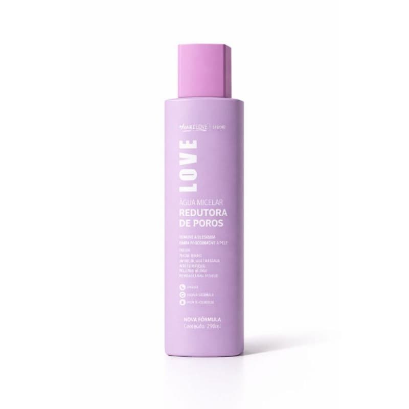 Água Micelar Redutora de Poros Max Love 290ml | Limpeza Profunda, Controla Oleosidade e Brilho, Vegano