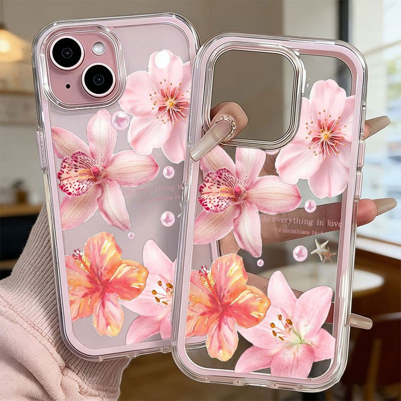 Linhas De Folhas 3 Em 1 Ins Capa Capinha Anti-Impacto Para IPhone 13 11 12 14 15 16 17Air Pro Max Transparente Normal