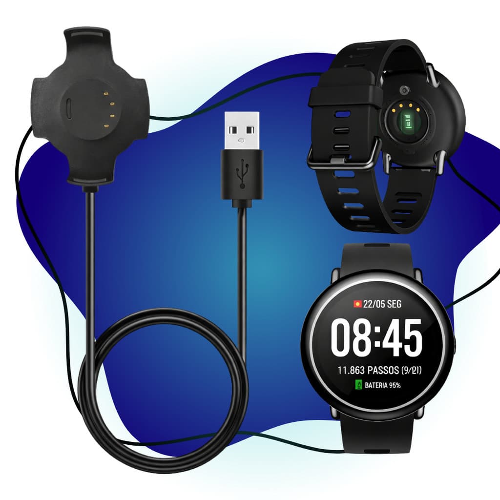 Carregador Compatível com Xiaomi Amazfit Pace A1612 Cor Preto Rápido