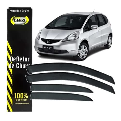 Calha de Chuva Defletor Honda New Fit 2009 a 2014 4 Portas Original Ecoflex Fume