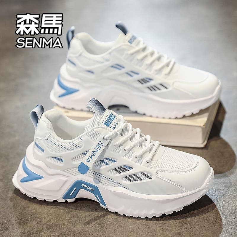 Senma sapatos masculinos 2026 novo estilo outono Street Wear sola grossa Casual sapatos brancos masculinos de cano baixo
