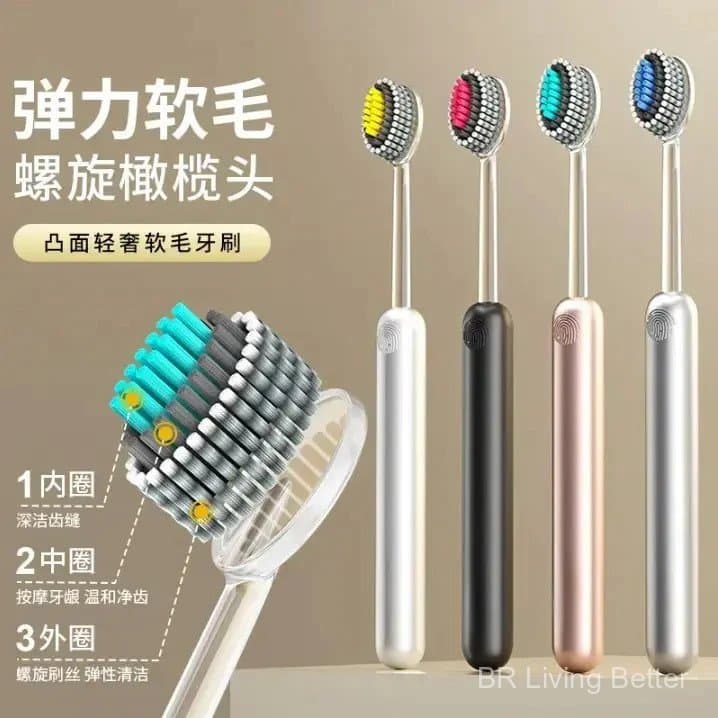 Cabeça de Oliva Espiral Elástica Cerdas Macias Proteção de Goma de Alta Qualidade Escova de Dente