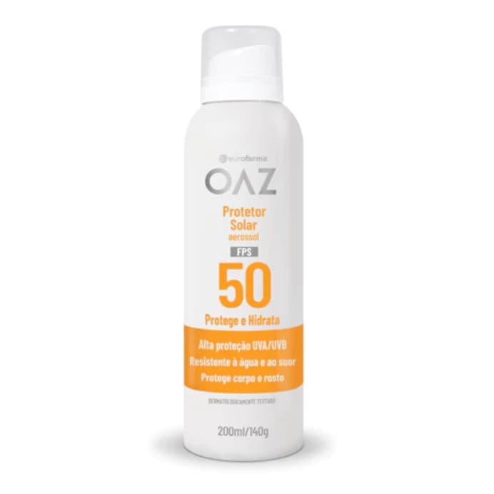 Protetor Solar OAZ FPS 50 Aerossol 200mL Eurofarma