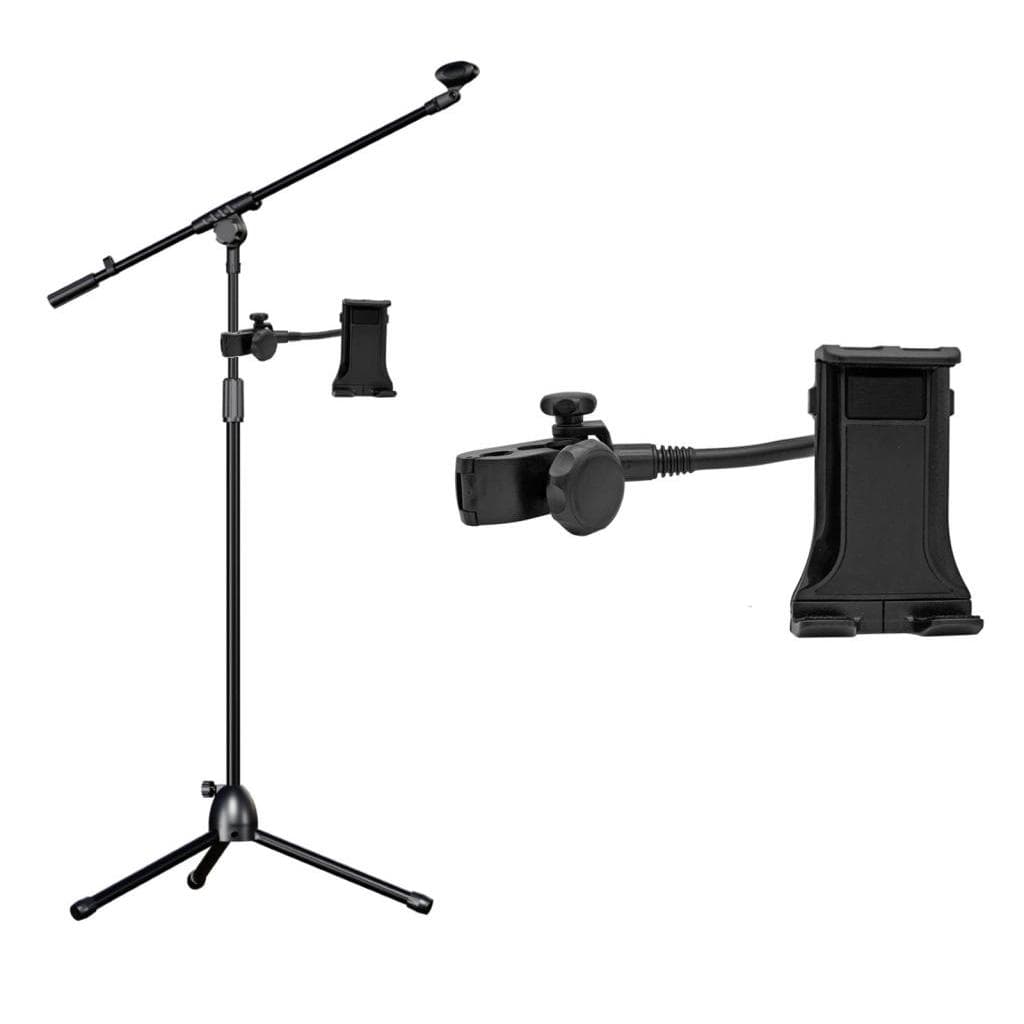 Pedestal para Microfone C/ Suporte Tablet P/ Partitura Digital Música Palco Igreja Estúdio