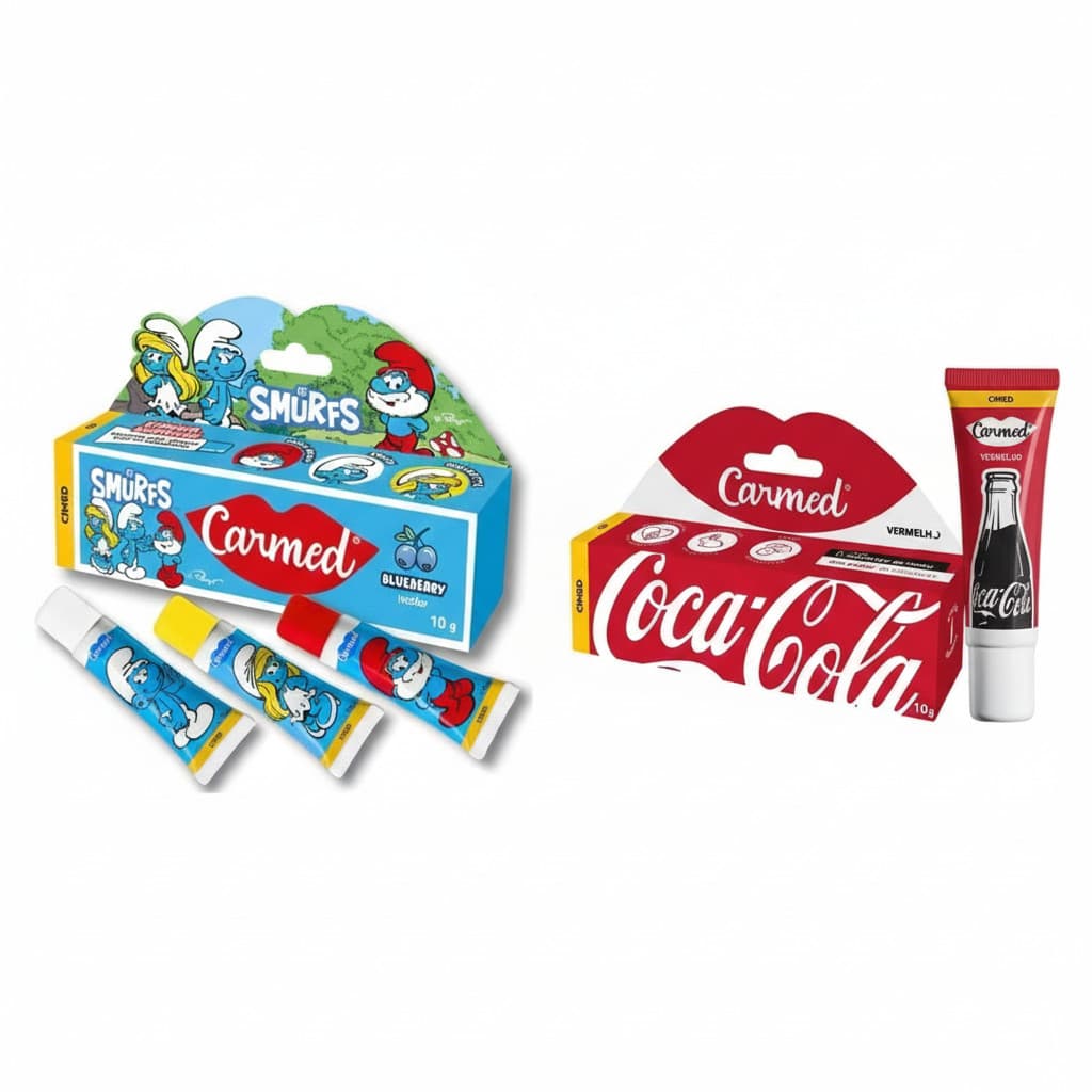 2 hidratantes labiais - Carmed - Smurf e coca vermelha