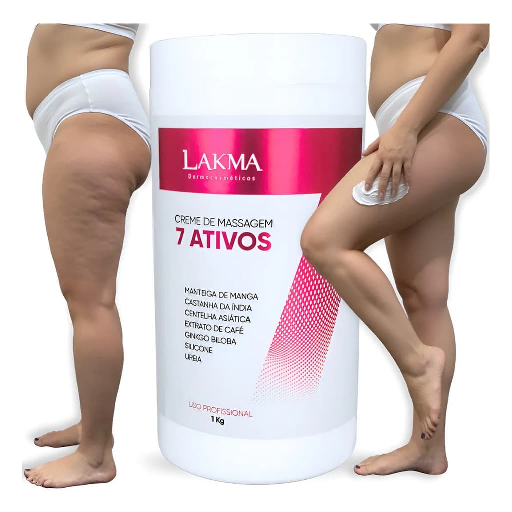 CREME 7 ATIVOS MASSAGEM CORPORAL LAKMA DRENAGEM 1KG REDUTOR