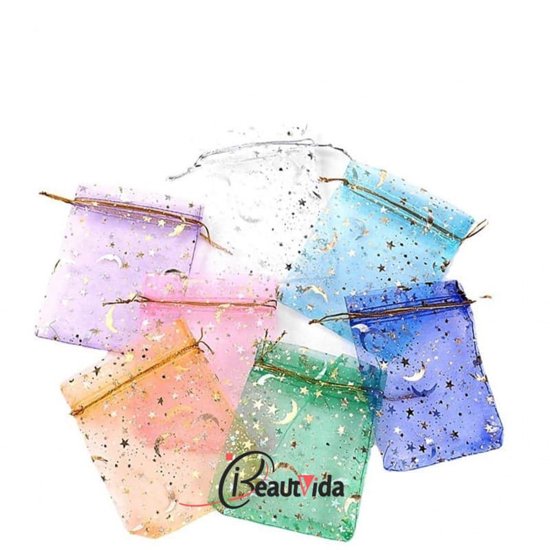 100 Peças (7cmx9) (9x12) (10 * 15cm) Saco Organza Embalagem de Jóias de Casamento Caixa de Presente de Produto