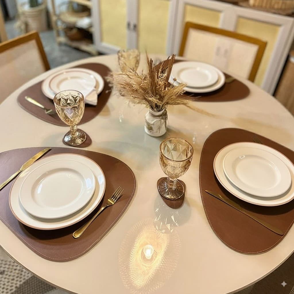 Kit Sousplats Jogo Americano Sintético – Decoração de Mesa Estilo Orgânico