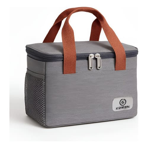 Bolsa Térmica Marmita Cooler Kapbom Cinza Com Alça em Couro Marron