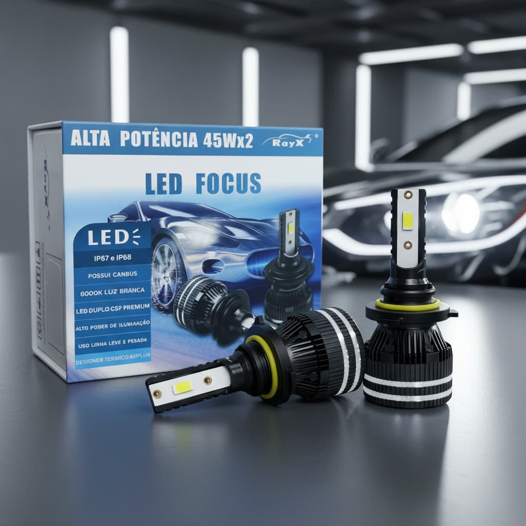 Ultra Led Focus Rayx 13.000 Lumens 90w Canceller H4