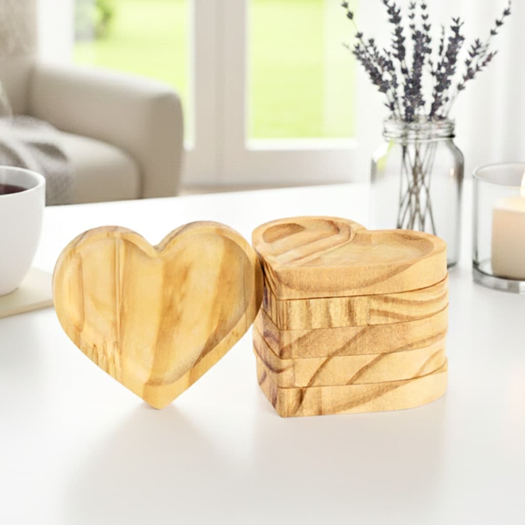 Kit 10 Pires Coração  Mesa Posta Atacado Café Cozinha Madeira Pinus
