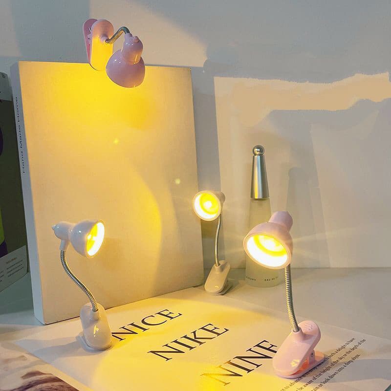 Mini Lâmpada De Mesa LED Alimentada Por Bateria Livro De Leitura com Clipe De suporte Luz Ajustável Portátil.