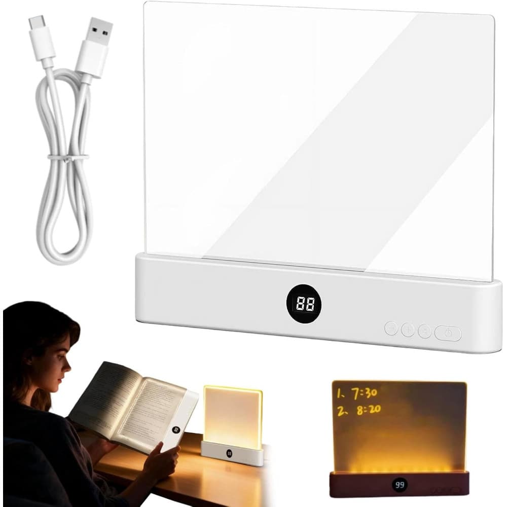 Luz De Leitura LED Recarregável USB Transparente-Design De Painel Fino Coloca Páginas Planas Com 3 Temperaturas De Cor ,
