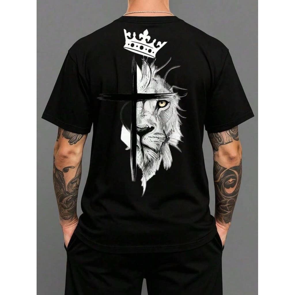 Camiseta Masculina Gola Redonda Camisa 100% Algodão Camisa Confortável Estampa Religiosa Camisa Descolada Varias Cores
