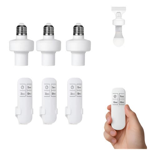 3 Bocais Soquete Acender Lâmpada Bivolt Com Controle Remoto 127/220v Comum