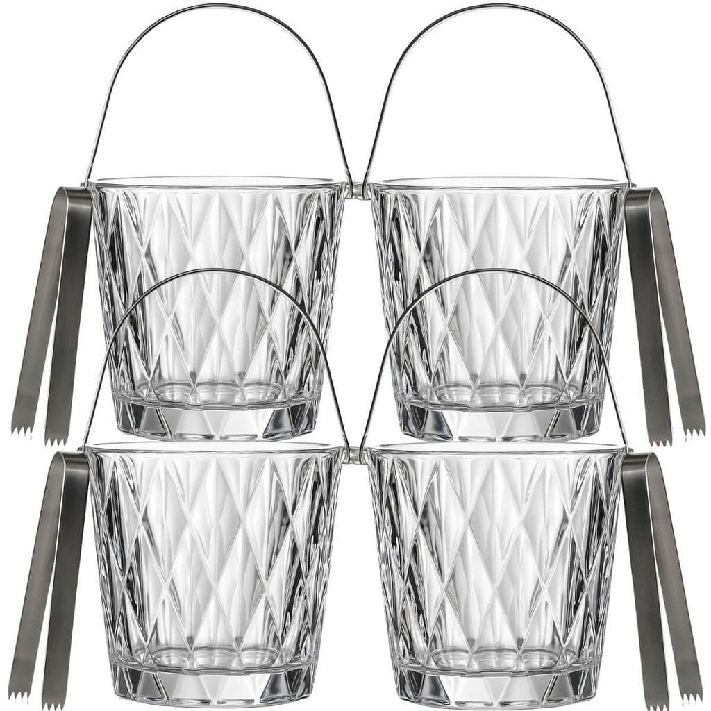 Kit 4 Baldes de Gelo com Alça Vidro 1 litro Diamond e Pegado