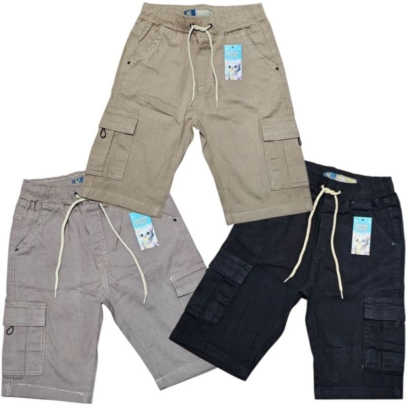 bermuda jeans de elástico infantil menino brim  juvenil cargo sarja  no tamanho 10 12 14 16 anos menino bolso lateral