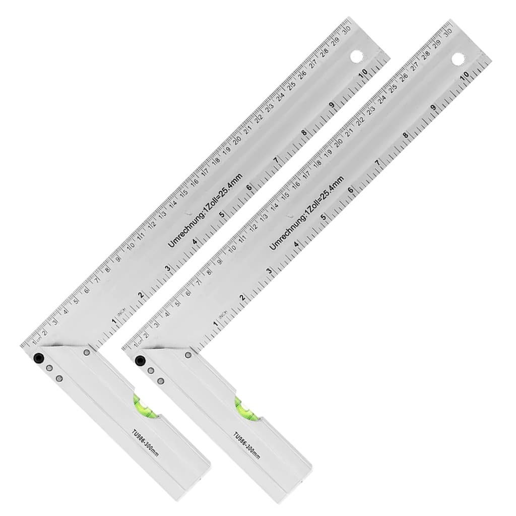 Kit Par Esquadro De Precisão Profissional 12 Polegadas 30cm Com Nível Bolha Speed Square 90°