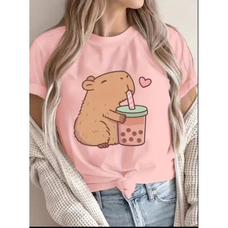 Camiseta Lançamento Pronta Entrega Feminina Capivara T-SHIRT 100% Algodão Toque Macio Envio Imediato