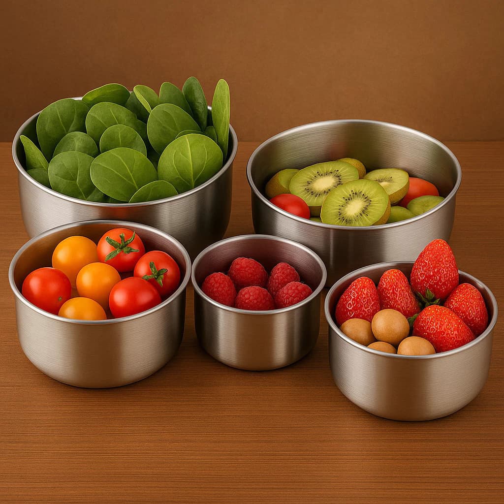 Kit 5 Tigelas Inox Alumínio Recipientes Marmita Conserva Vasilhas Cozinha Armazenar