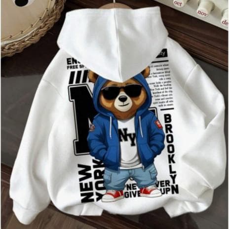 Moletom Blusa de Frio Para Criança Unissex NY Urso Flanelado
