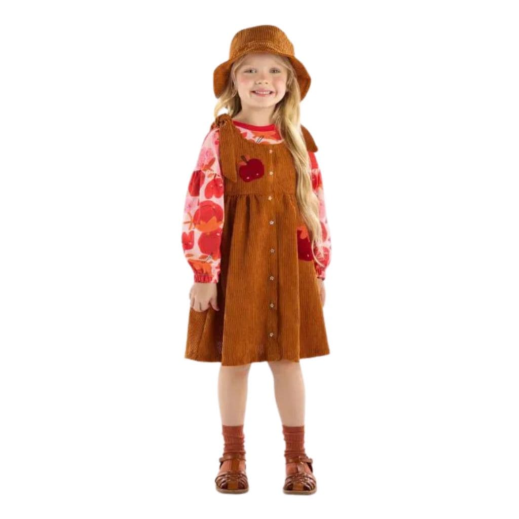 Conj. Cropped e Vestido Frutas Vermelhas Infantil - Três e Já
