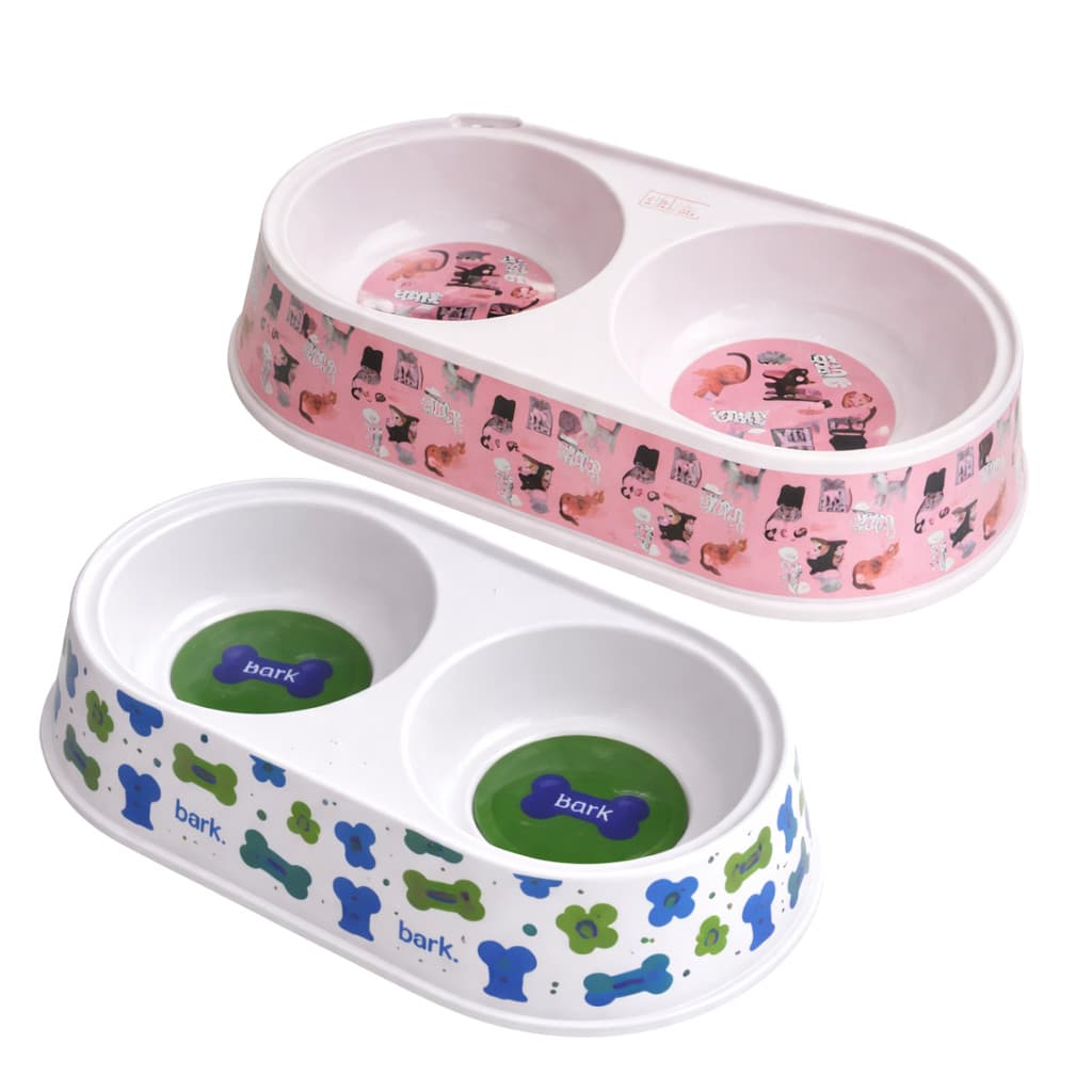 Comedouro Duplo Pet para Ração e Água Tigela Dupla Plástico Resistente