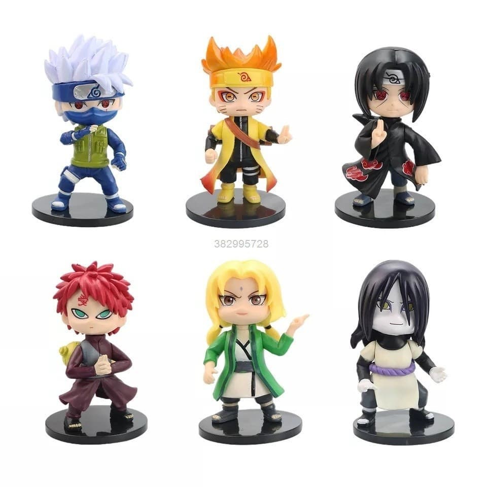 kit com 6 Pcs Bonecos miniaturas Naruto