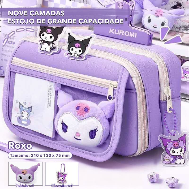 Kuromi Melody Capivara Cartoon Estojo Multifuncional Adorável Organizador Estilo Estudante De Volta Às Aulas