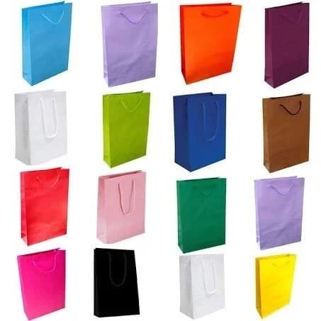 KIT sacolas de papel vários cores LISAS TAMANHO 25x17x06CM 10/20/30/50 UNIDADES