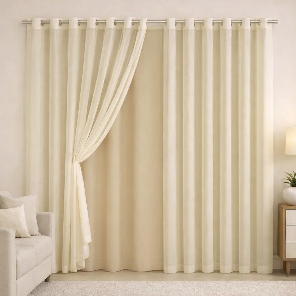 Cortina Blackout Blecaute com Voil Liso 1 PARTE  (1,40m x 1,80m) Sala Quarto Cozinha