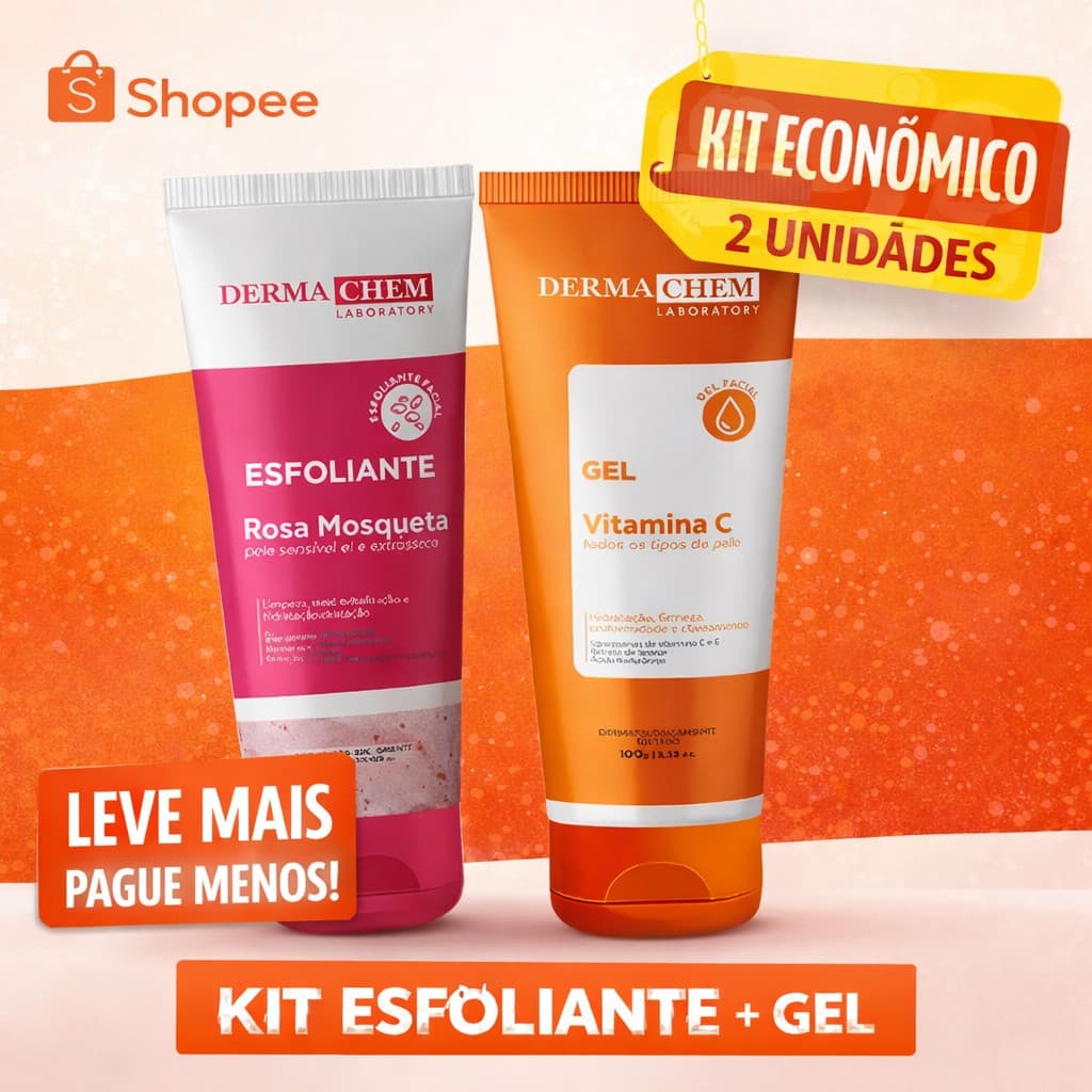 Kit Skincare Vitamina C + Esfoliante Rosa Mosqueta Dermachem Anti Idade