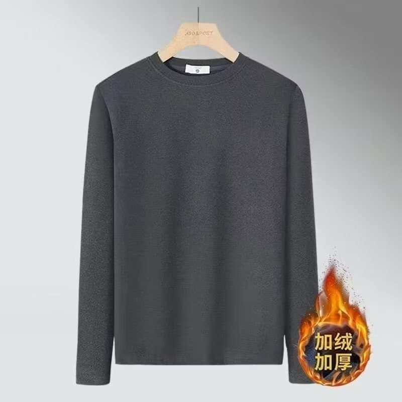 Camiseta masculina de manga comprida outono inverno alemão veludo roupa interior térmica em torno do pescoço versão core