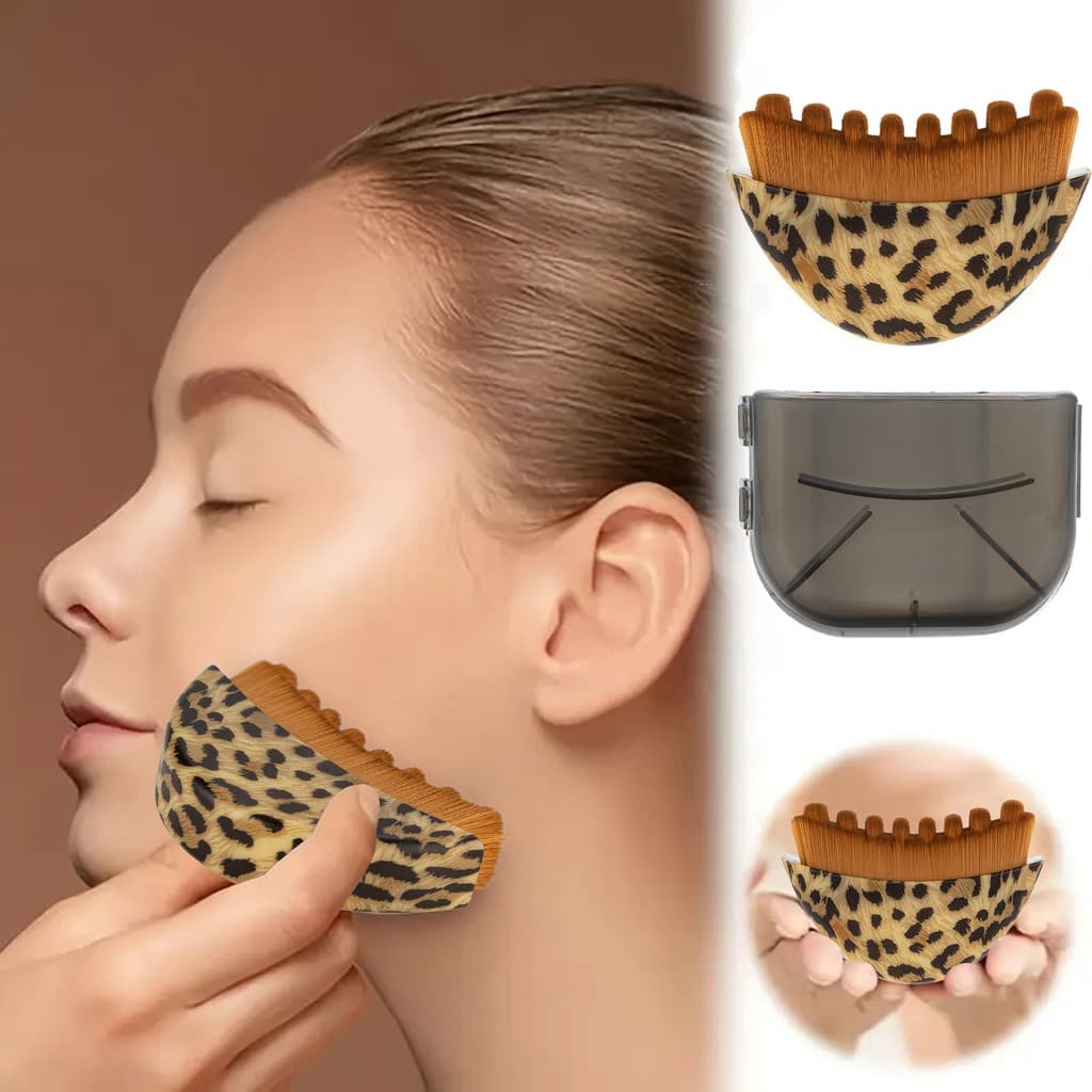 Escova De Massagem De Drenagem Linfática Com Estampa De Leopardo , Ferramenta Ergonômica Macia Para Contorno De Mandíbul
